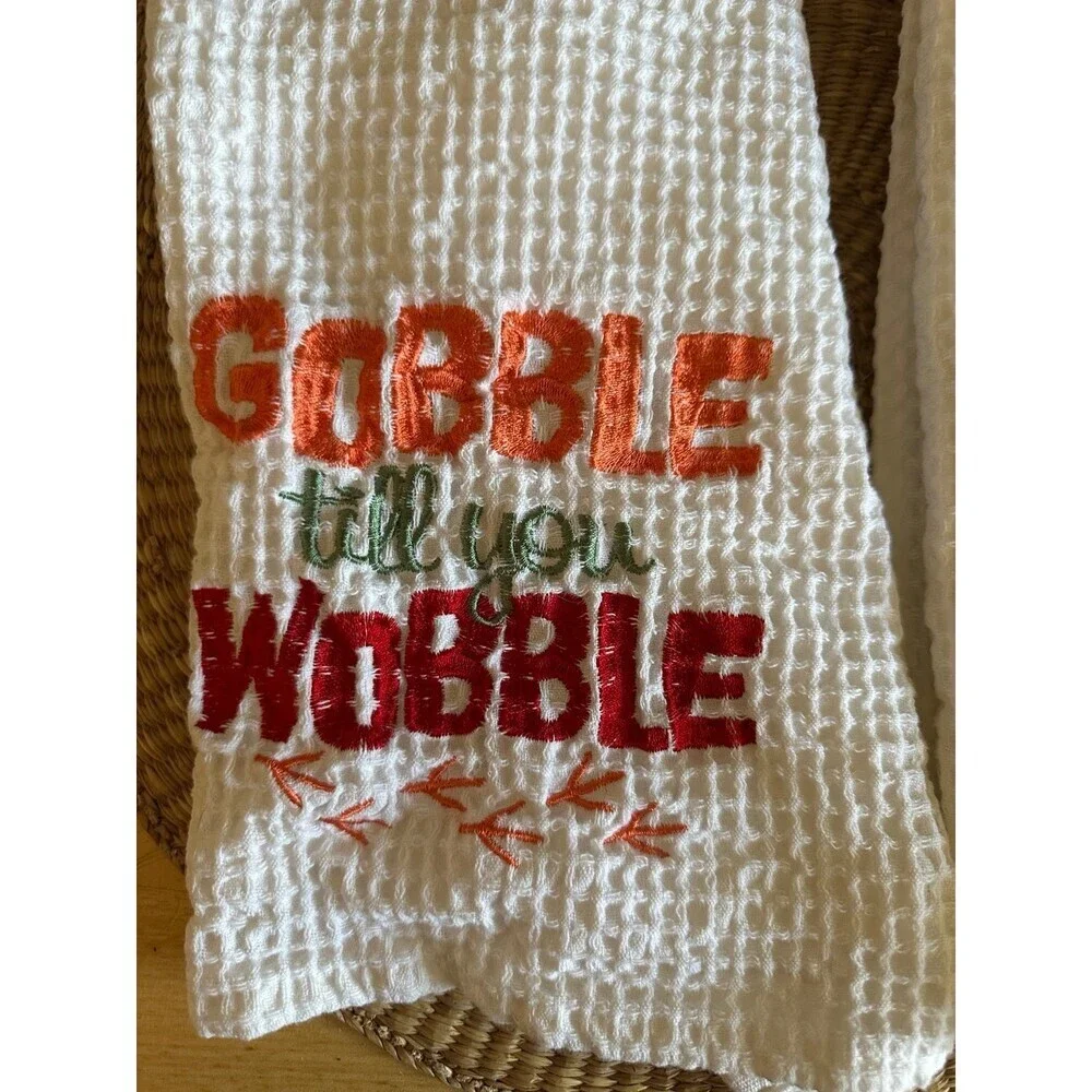 Two Thanksgiving kitchen towels